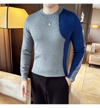 Black/White/Gray Pull Homme Fashion Patchwork Colo