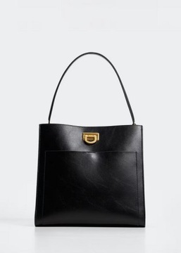 MANGO Torba torebka shopper czarna torba z kieszenią super klasyczna