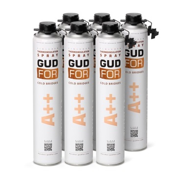 Pianka natryskowa PUR do ociepleń 850 ml A++ 6szt. i 12 dysz do natrysku