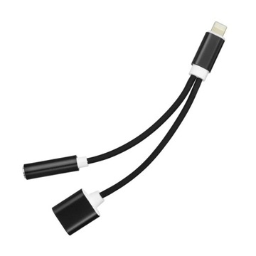 Adapter HF/audio + ładowanie do iPhone Lightning 8-pin do Jack 3,5mm czarny