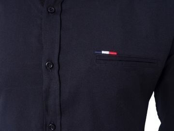 Мужская рубашка SLIM STRUCTURE черного цвета с воротником стойкой - S