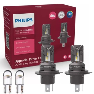 Żarówki LED H4 H19 PHILIPS Ultinon Access + W5W