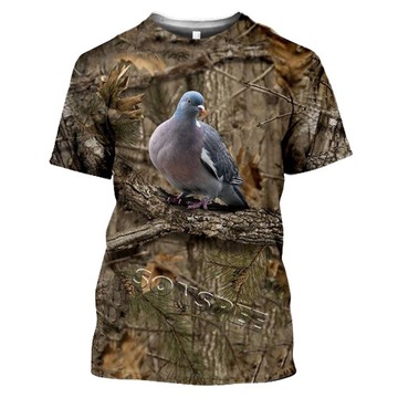 KOSZULKA MĘSKA T-SHIRT 3D MYŚLIWSKA GOŁĄB M