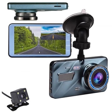 WIDEOREJESTRATOR FULL HD KAMERA COFANIA PRZÓD TYŁ REJESTRATOR POLSKIE MENU