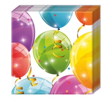 SERWETKI PAPIEROWE urodzinowe Balony 20 sztuk 33cm dekoracje