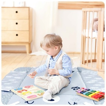 Развивающий коврик для малышей, интерактивный, мягкий, прочный, 110x100 см.