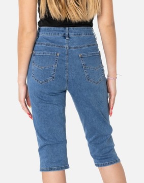 Cienkie Krótkie Spodnie Spodenki Jeans Damskie Rybaczki Capri Dżins 2103 37