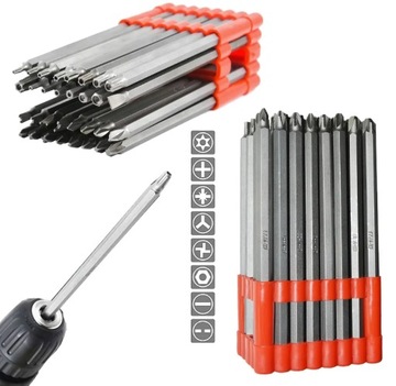 ZESTAW BITÓW UDAROWYCH KOMPLET KOŃCÓWEK DO WKRĘTARKI DŁUGIE BITY 32szt