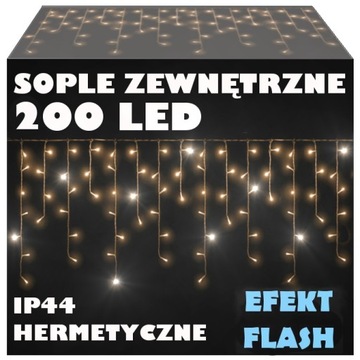 SOPLE FLASH 200 LED ZEWNĘTRZNE CHOINKOWE lampki BIAŁY CIEPŁY