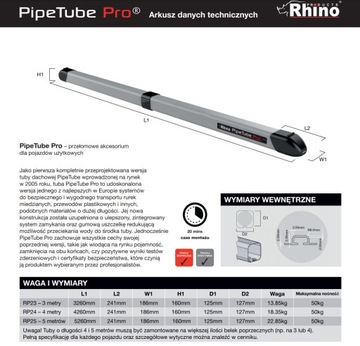 Багажник для труб Rhino на крыше, 4 метра