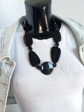 Короткое колье из черных бусин, выразительное, элегантное, колье из крупных бусин 55