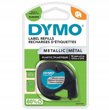 DYMO Taśma LT LetraTag plastikowa 12mm 4m srebrna