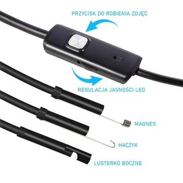ЭНДОСКОПНАЯ КАМЕРА ДЛЯ ПРОВЕРКИ ANDROID USB-C СВЕТОДИОД ДЛИНА 1 МЕТР МАГНИТНЫЙ КРЮЧОК
