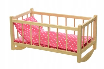 Деревянная КРОВАТЬ - колыбелька для куклы + ПОСТЕЛЬНОЕ ПРИНАДЛЕЖЕНИЕ