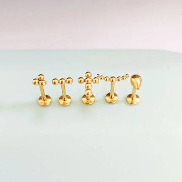 Титановые ручки ASTM F136 G23, Piercing sin rosca, Luna, Cruz,