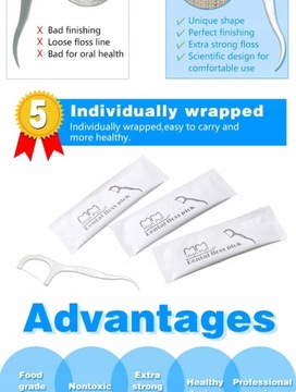 Белая зубная нить в индивидуальной упаковке