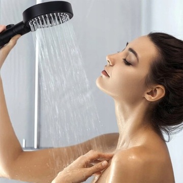 ZESTAW PRYSZNICOWY CZARNY SŁUCHAWKA WĄŻ UCHWYT 3el