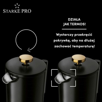 Elegancki tłokowy ZAPARZACZ DO KAWY HERBATY French Press jak termos 1L PRO