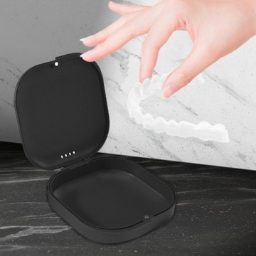 Etui na protezy do przechowywania aparatów ortodontycznych Wodoodporny, łatwy w czyszczeniu uchwyt, czarny