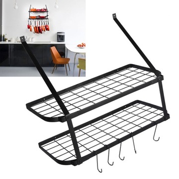 Двухслойная кухонная стойка из кованого железа, настенная, стеллаж для хранения органических горшков