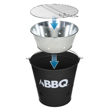 Ведро садовое туристическое для гриля, черное