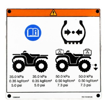 TABLICZKA OSTRZEGAWCZA YAMAHA GRIZZLY 700 19- B5K-F816M-M0-00