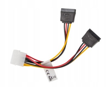 Molex (M) -> 2x SATA (F) кабель питания 0,15 м