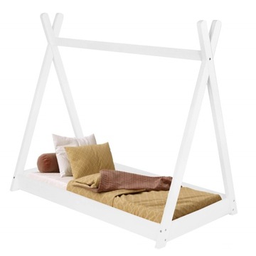 ŁÓŻKO TIPI DZIECIĘCE DREWNIANE 75x145cm TEEPPEE NAMIOT DLA DZIECKA + STELAŻ
