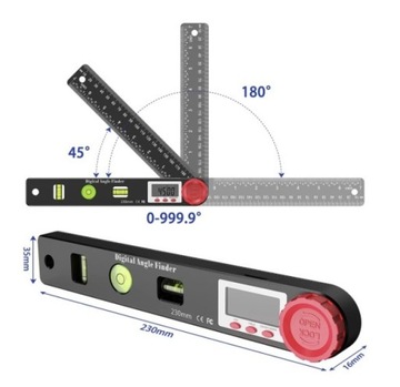 Электронный цифровой транспортир 230 мм 360° + 3 УРОВНЯ