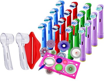 KOŃCÓWKI DO SZCZOTECZKI ORAL-B dla dzieci w czterech kolorach , spirograf