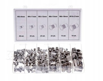 ZESTAW NITONAKRĘTEK 150SZTUK ALUMINIUM M3-M10