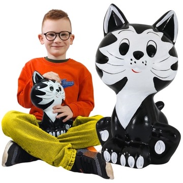 KOT SKARBONKA DUŻA Z IMIENIEM TWÓJ NAPIS TEKST IMIĘ CERAMICZNA DO ROZBICIA