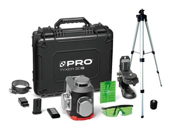PRO LASER TYXER 3DG WIELOLINIOWY KRZYŻOWY 3x360° - ZIELONA WIĄZKA + STATYW