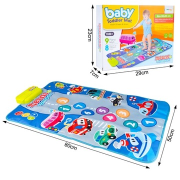 ИНТЕРАКТИВНЫЙ МУЗЫКАЛЬНЫЙ РАЗВИВАЮЩИЙ КОВРИК ДЛЯ ДЕТЕЙ ЗВУК МАШИН