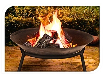 ЧЕРНЫЙ Чугунный камин с ручками для садовой террасы - БОЛЬШОЙ 60 x 20 см