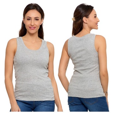 SZARA BOKSERKA DAMSKA KOSZULKA TANK-TOP NA RAMIĄCZKACH BAWEŁNA MORAJ L