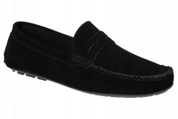 AMERICAN CLUB CY119 PÓŁBUTY SKÓRZANE MOKASYNY BUTY MĘSKIE WSUWANE CZARNE 43