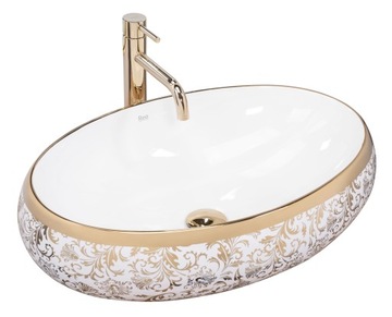 Umywalka Ceramiczna Nablatowa MERYL WHITE GOLD