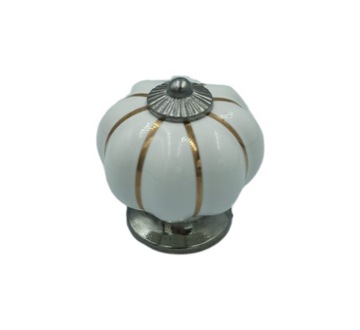 UCHWYT MEBLOWY GAŁKA DYNIA NIKIEL PORCELANA