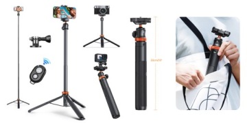 Штатив для селфи K&F Concept 2в1 с держателями для телефона/камеры/пульта дистанционного управления Bluetooth