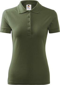 Koszulka POLO damska PREMIUM khaki bawełniana