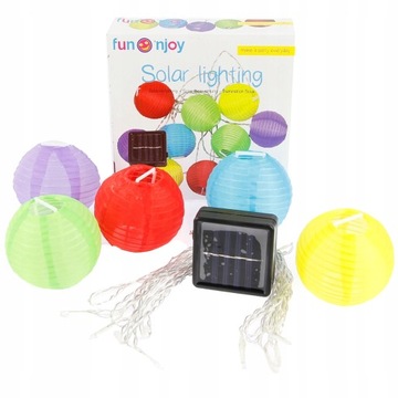 GIRLANDA SOLARNA LEDOWA OGRODOWA LAMPKI SOLARNE 10X LED KOLOROWE KULKI