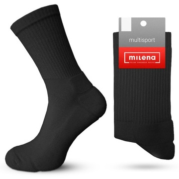 Skarpety męskie 1/2 FROTTE bawełniane MILENA frota sportowe czarne *41-43