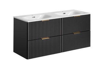 SZAFKA ŁAZIENKOWA WISZĄCA Z UMYWALKĄ 120 CM CZARNA