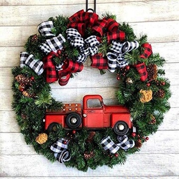Christmas Red Truck Garland Door Hanging Wooden