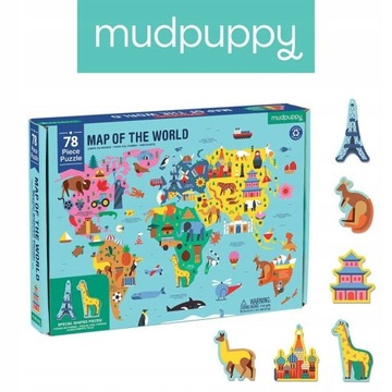 Mudpuppy Puzzle Mapa Świata 5l. 78el.