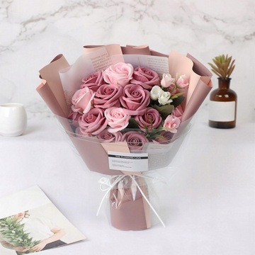 Мыльный букет Flower Box Rose Искусственные цветы в коробке Подарок светло-розовый