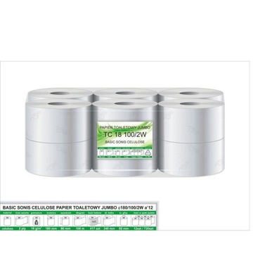 Papier toaletowy jumbo biały celuloza 100% / 12szt