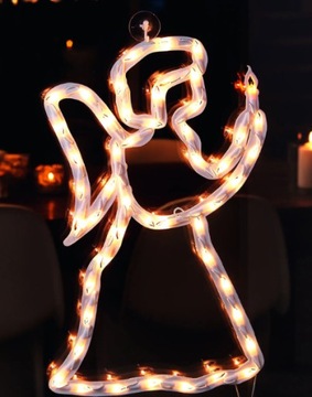 Оформление окна ангел контур LED ТЕПЛЫЙ СВЕТ