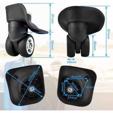 ЗАМЕНА 4 ЗАПАСНЫХ КОЛЕСА НА БАГАЖНОМ ЧЕМОДАНЕ УНИВЕРСАЛЬНОЕ ГИБКОЕ КОЛЕСО